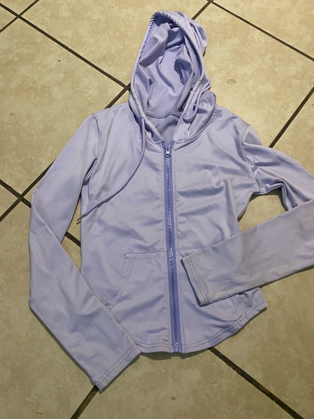Lightweight Lavender Zip-Up Hooded Sweatshirt